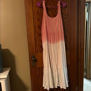 Pink and White Ombre Maxi Dress